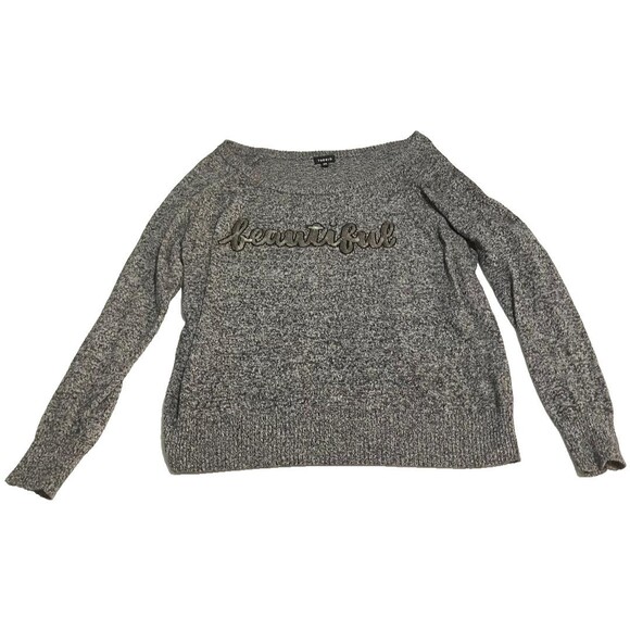 Torrid Sweater Women's Top 00 Grey Comfy Cotton  Pullover Sequin Crew Neck - Picture 1 of 7